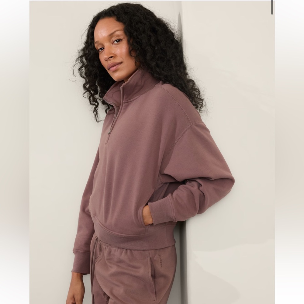 Athleta Forever Fleece High Hip Dusty Rose Sweatshirt Size XS